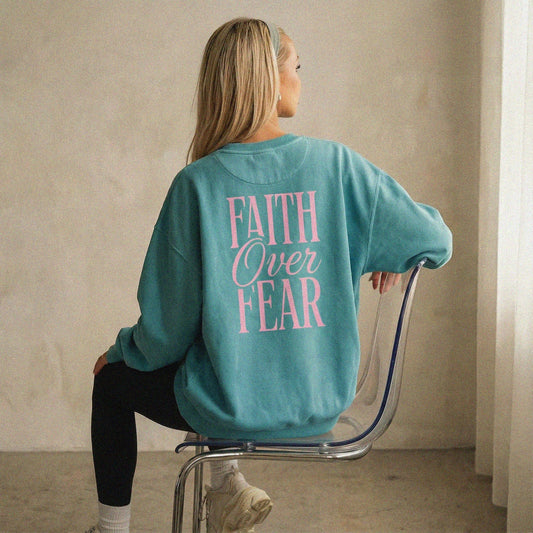 Mercy & More Sweatshirt Topaz Blue / XL Faith Over Fear Sweatshirt