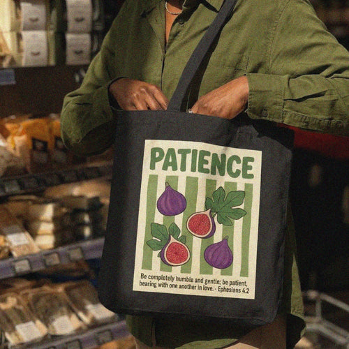 Mercy & More Bags Black / 15" x 16" Patience Fruit Cotton Tote Bag