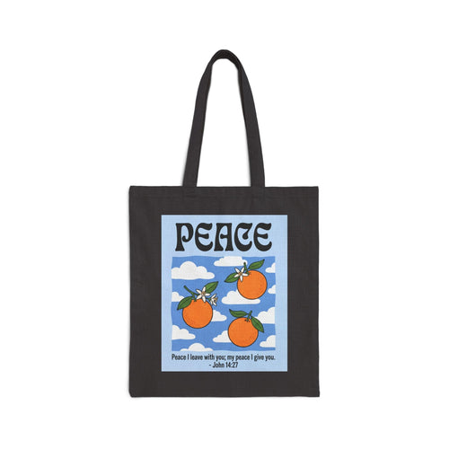Mercy & More Bags Black / 15" x 16" Peace Fruit Cotton Tote Bag