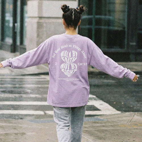 Mercy & More Long-sleeve Orchid / S Walk By Faith Long Sleeve Tee
