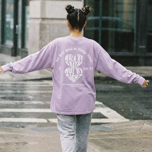 Mercy & More Long-sleeve Orchid / S Walk By Faith Long Sleeve Tee