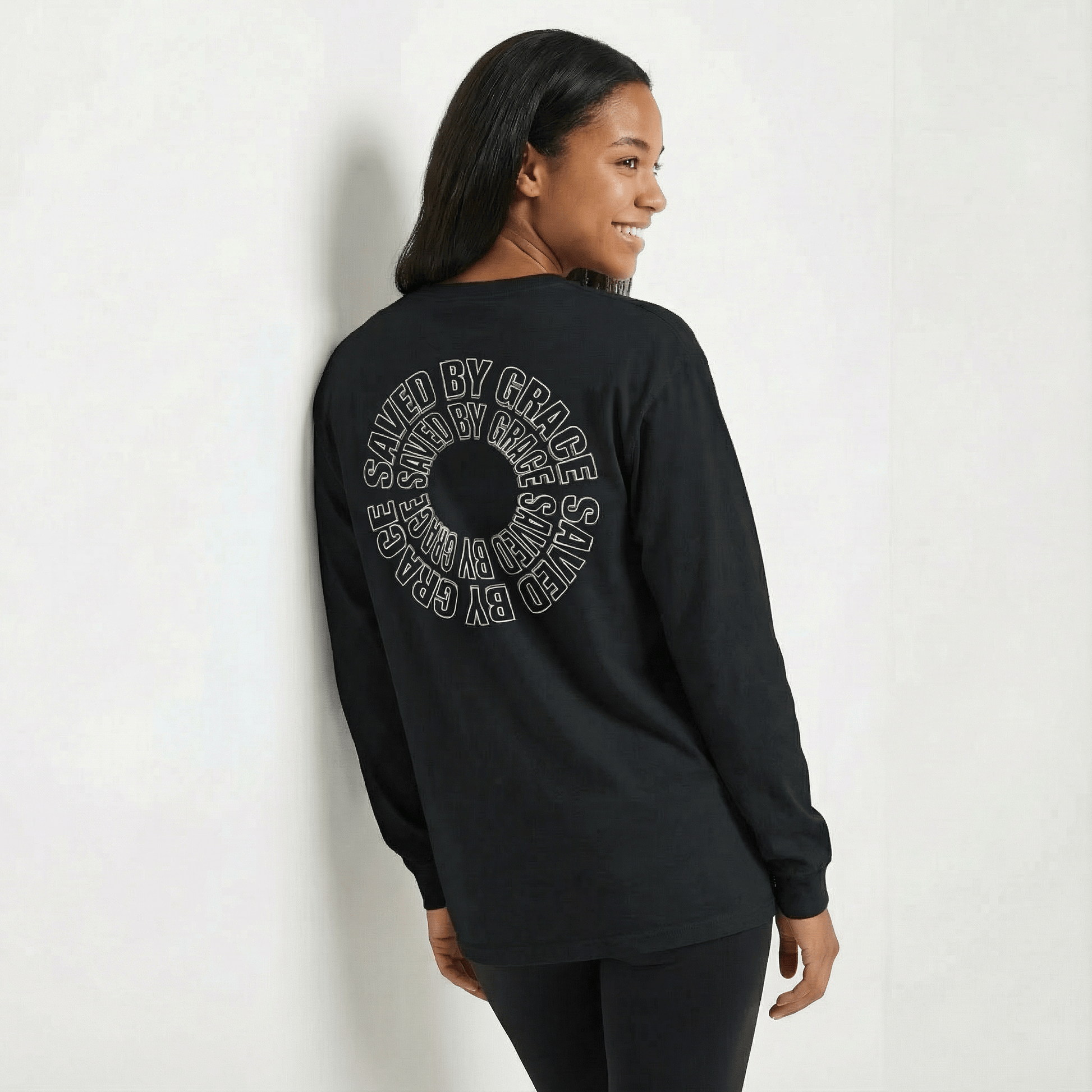Mercy & More Long-sleeve Saved By Grace Long Sleeve Tee