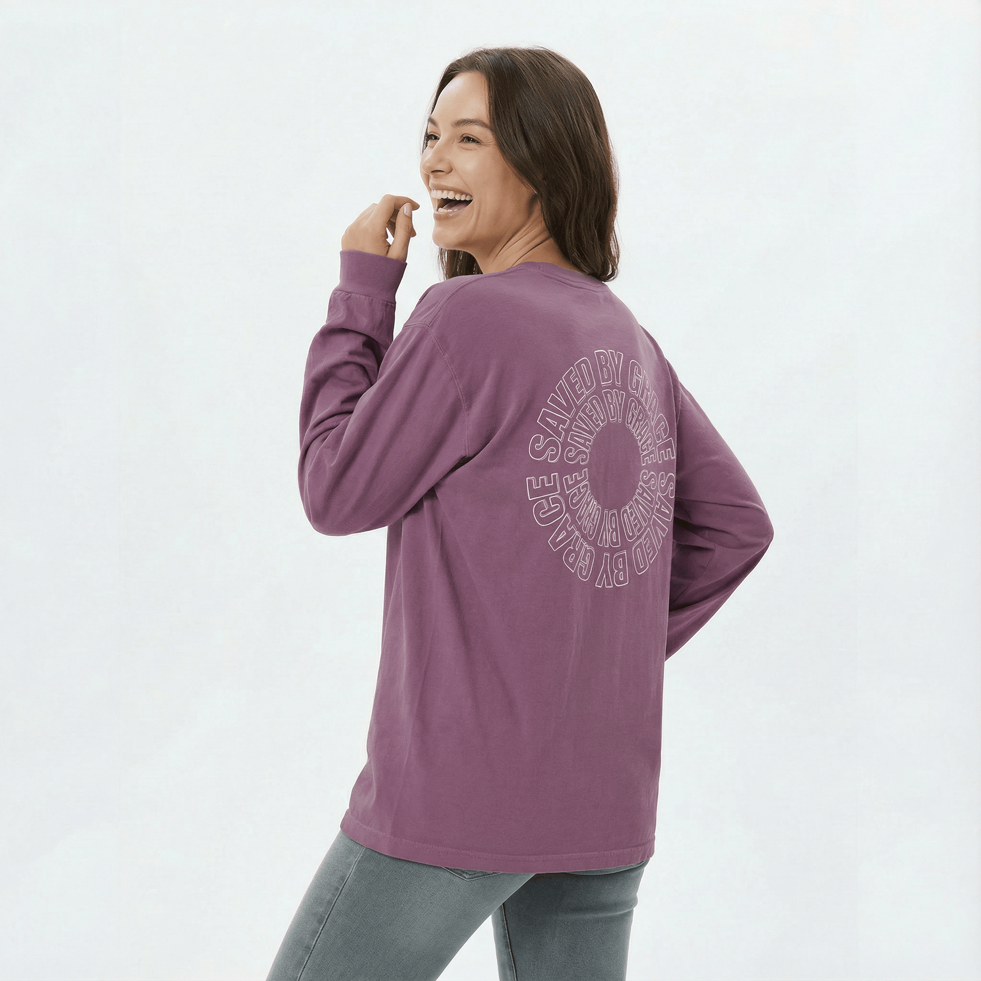Mercy & More Long-sleeve Saved By Grace Long Sleeve Tee