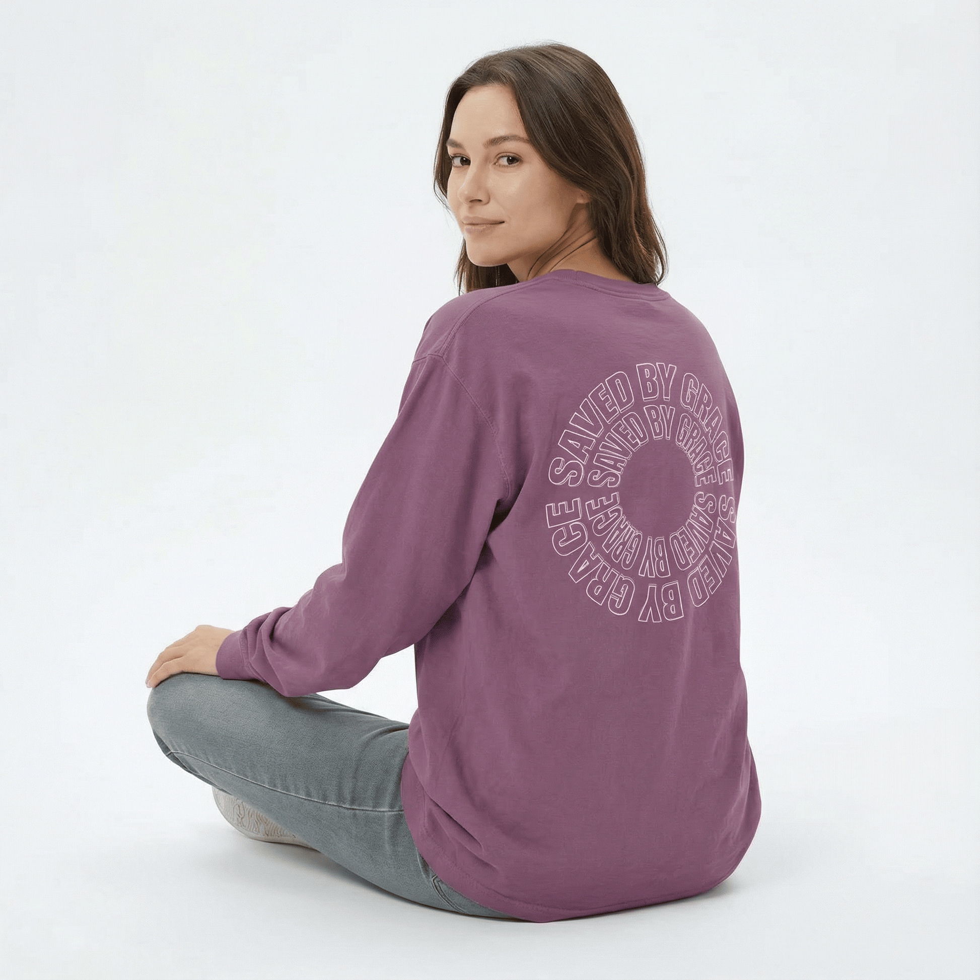 Mercy & More Long-sleeve Saved By Grace Long Sleeve Tee