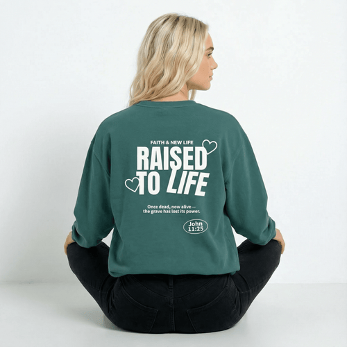 Mercy & More Sweatshirt Raised To Life Sweatshirt - White Logo