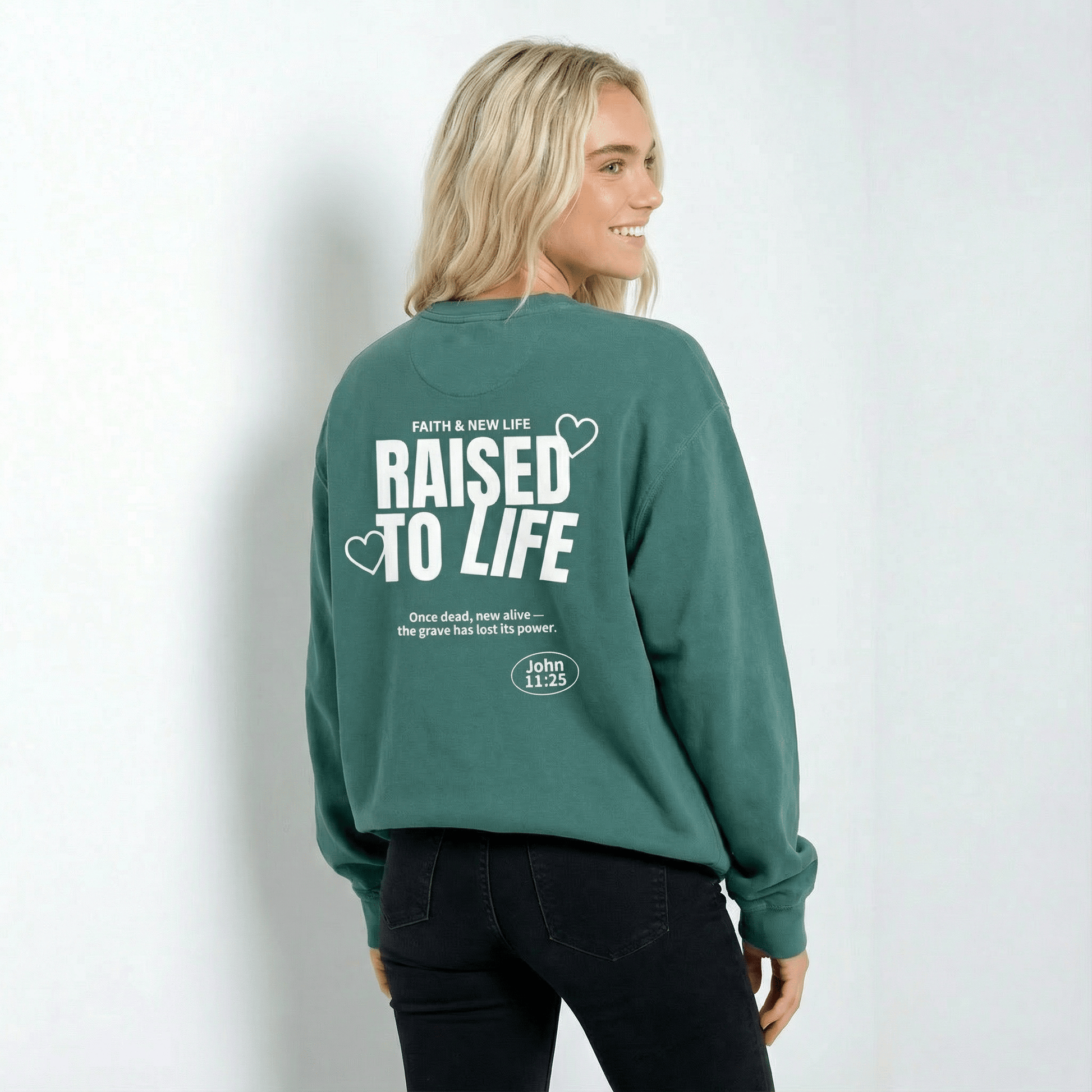 Mercy & More Sweatshirt Raised To Life Sweatshirt - White Logo