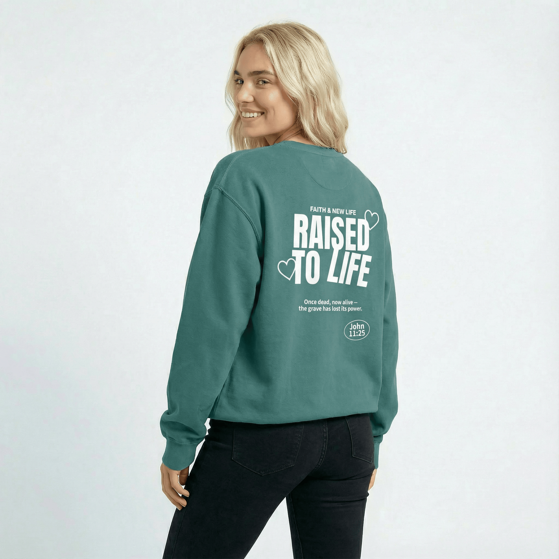 Mercy & More Sweatshirt Raised To Life Sweatshirt - White Logo