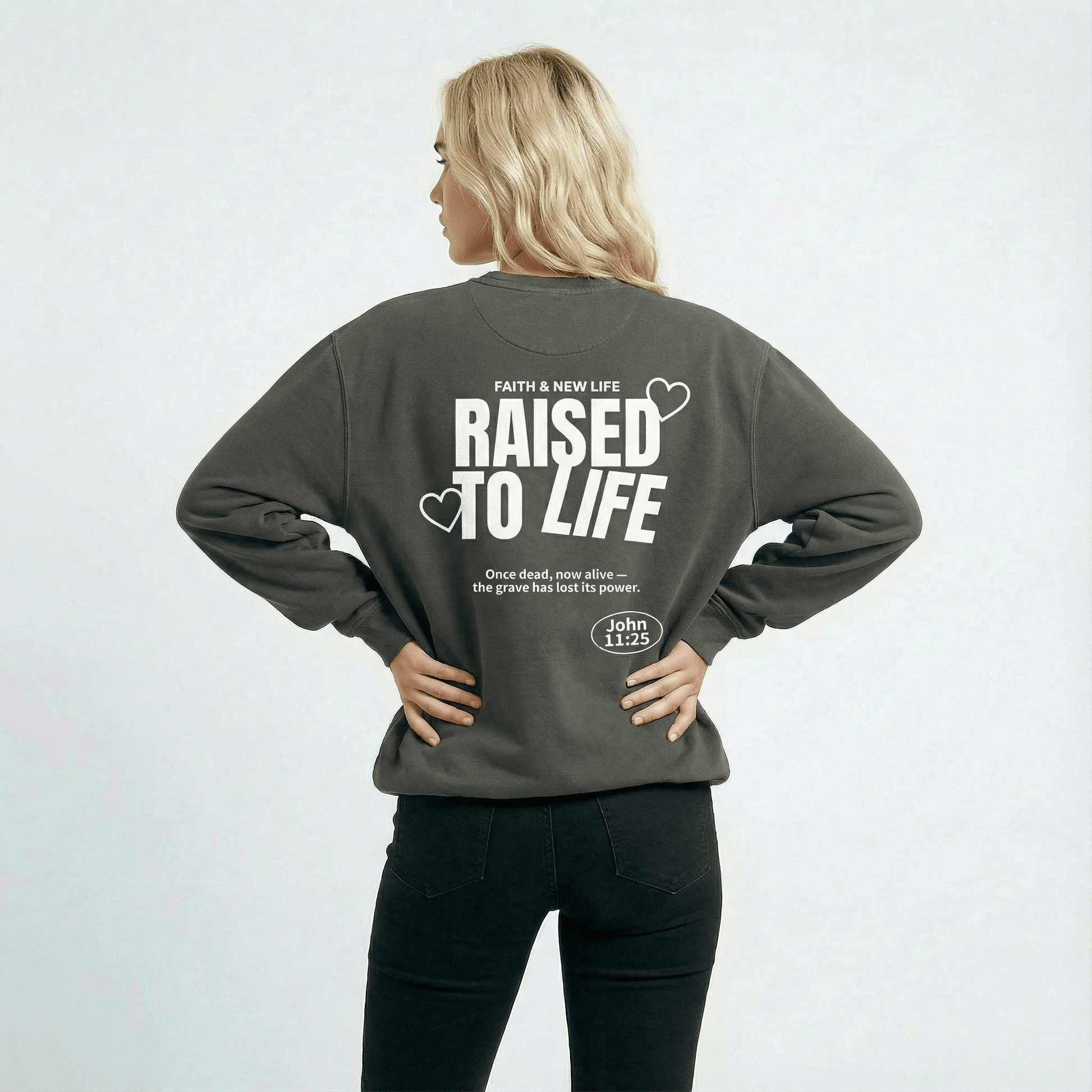 Mercy & More Sweatshirt Raised To Life Sweatshirt - White Logo