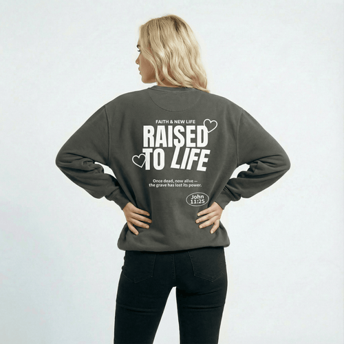 Mercy & More Sweatshirt Raised To Life Sweatshirt - White Logo
