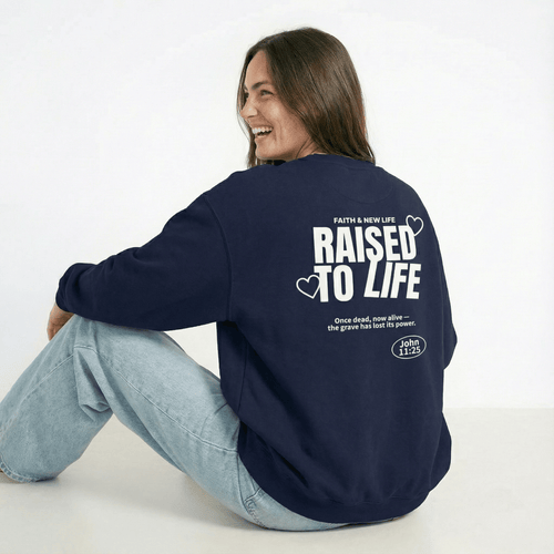 Mercy & More Sweatshirt Raised To Life Sweatshirt - White Logo