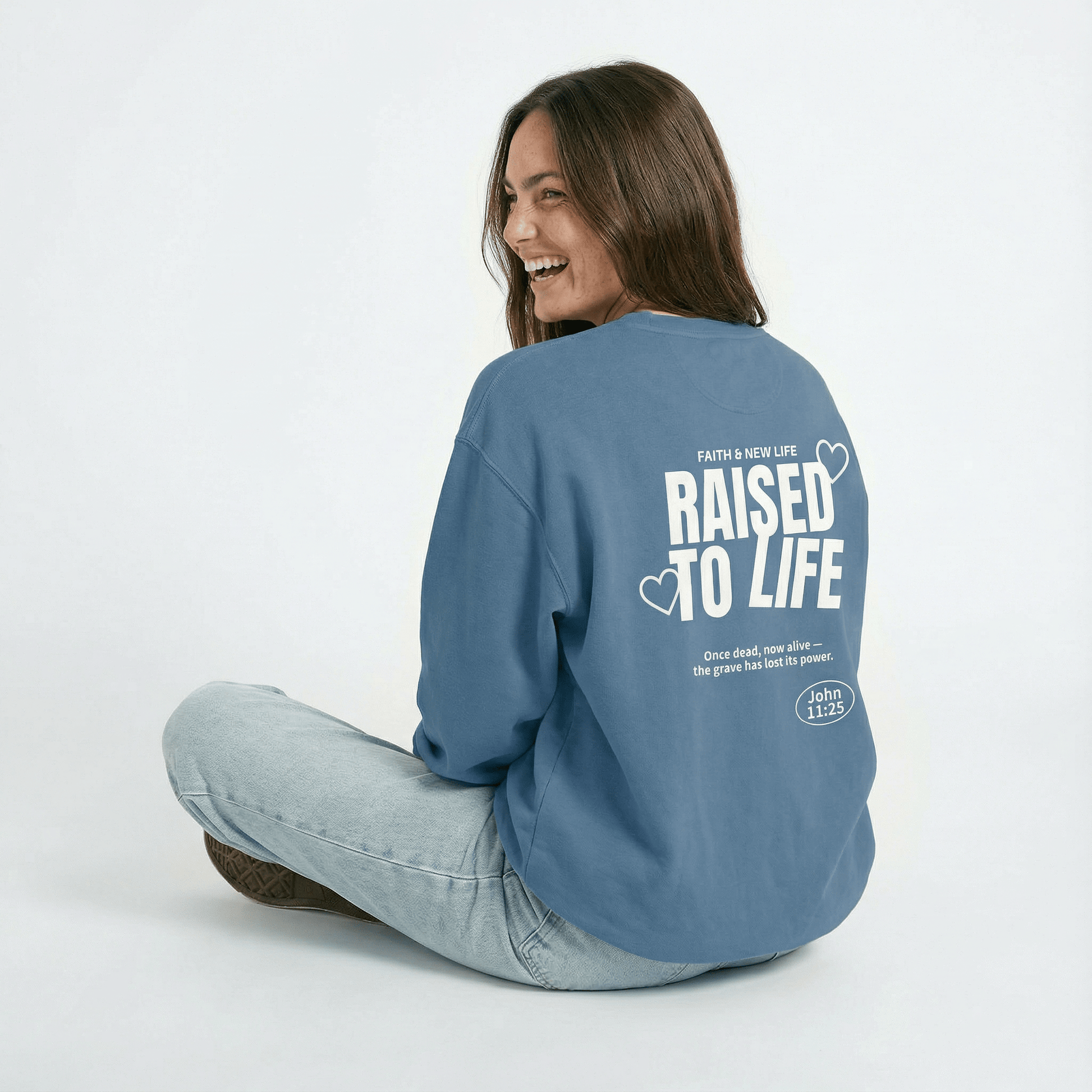 Mercy & More Sweatshirt Raised To Life Sweatshirt - White Logo