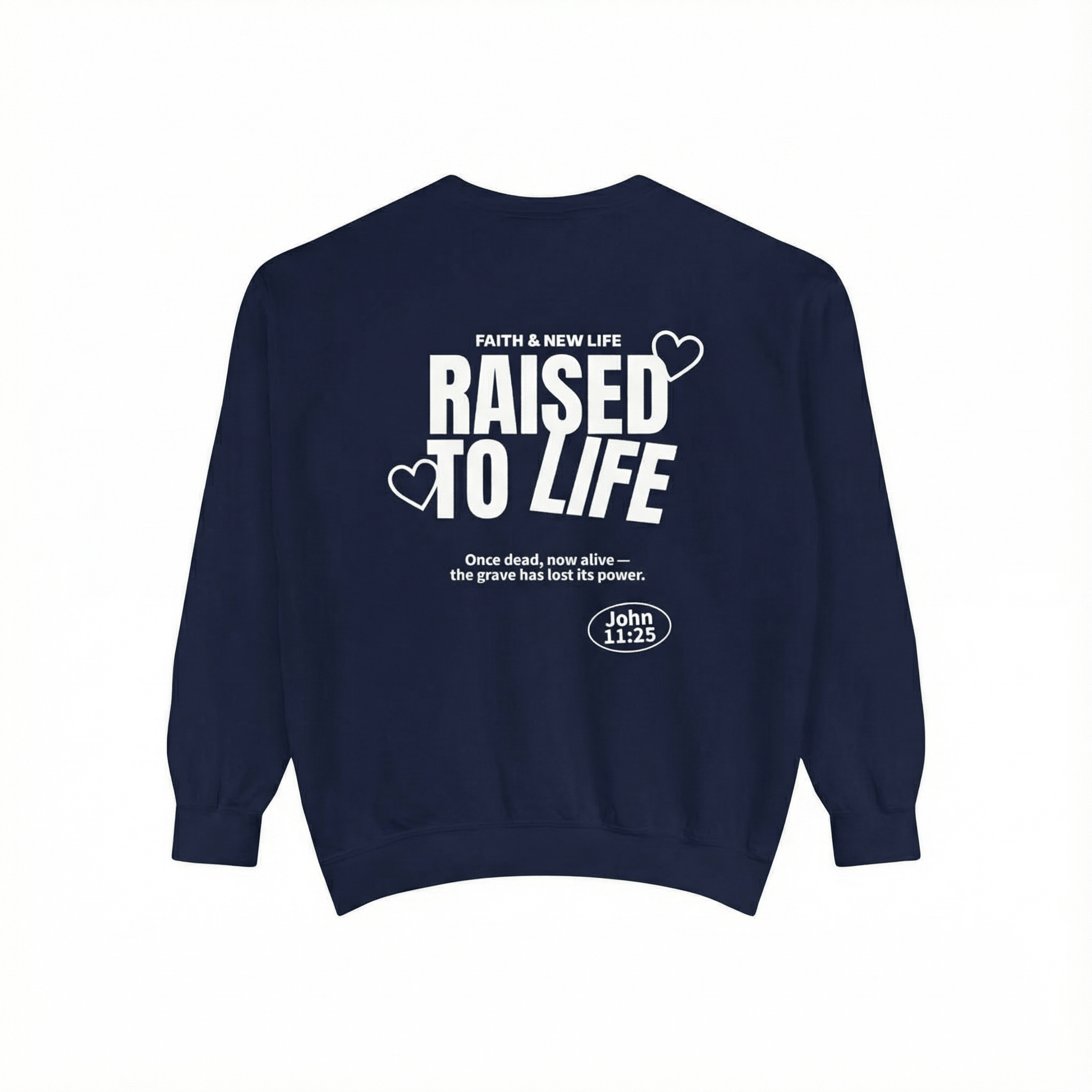 Mercy & More Sweatshirt True Navy / S Raised To Life Sweatshirt - White Logo