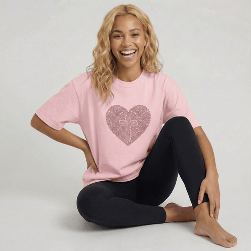 Mercy & More T-Shirt Heart Fingerprint Heavyweight Tee