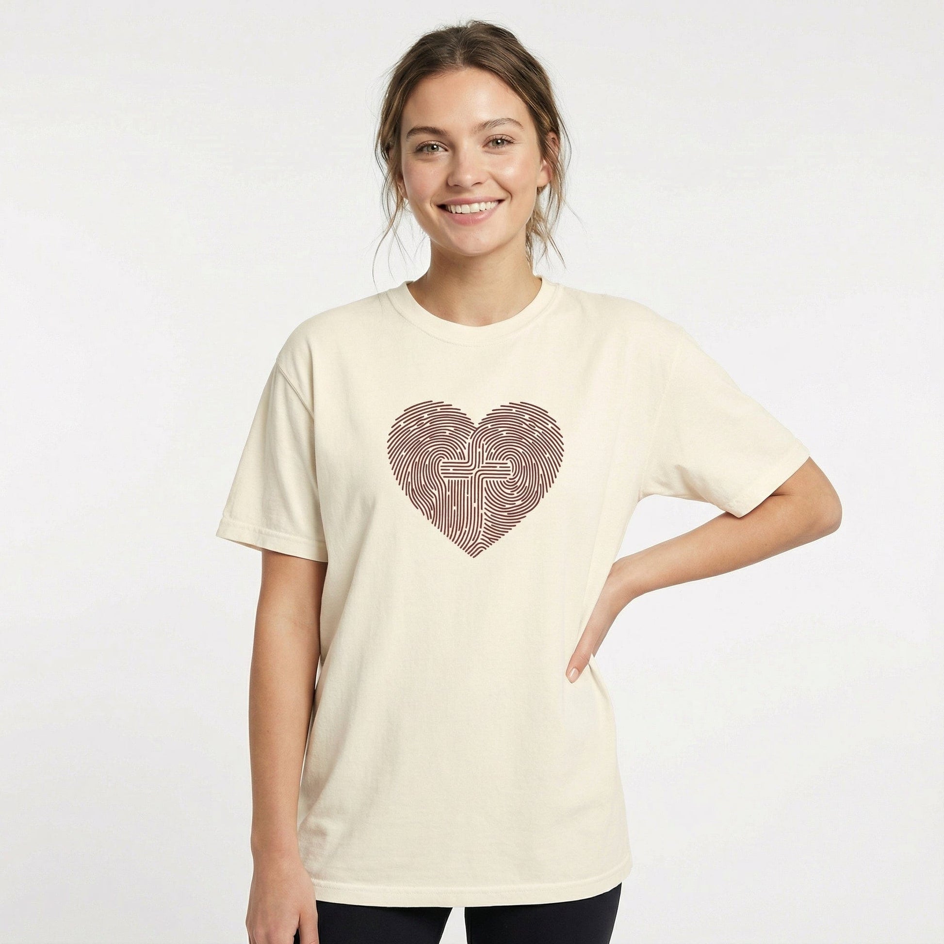Mercy & More T-Shirt Heart Fingerprint Heavyweight Tee