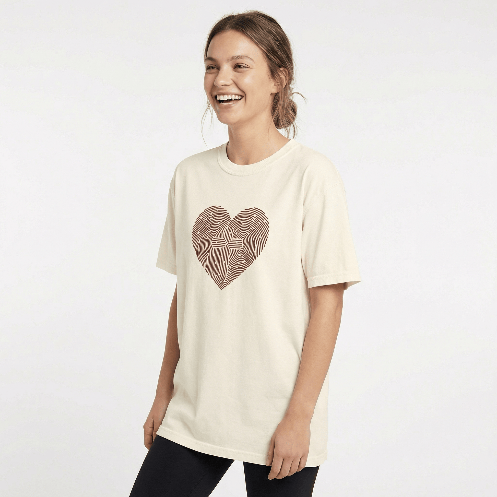 Mercy & More T-Shirt Heart Fingerprint Heavyweight Tee