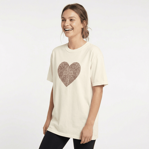 Mercy & More T-Shirt Heart Fingerprint Heavyweight Tee