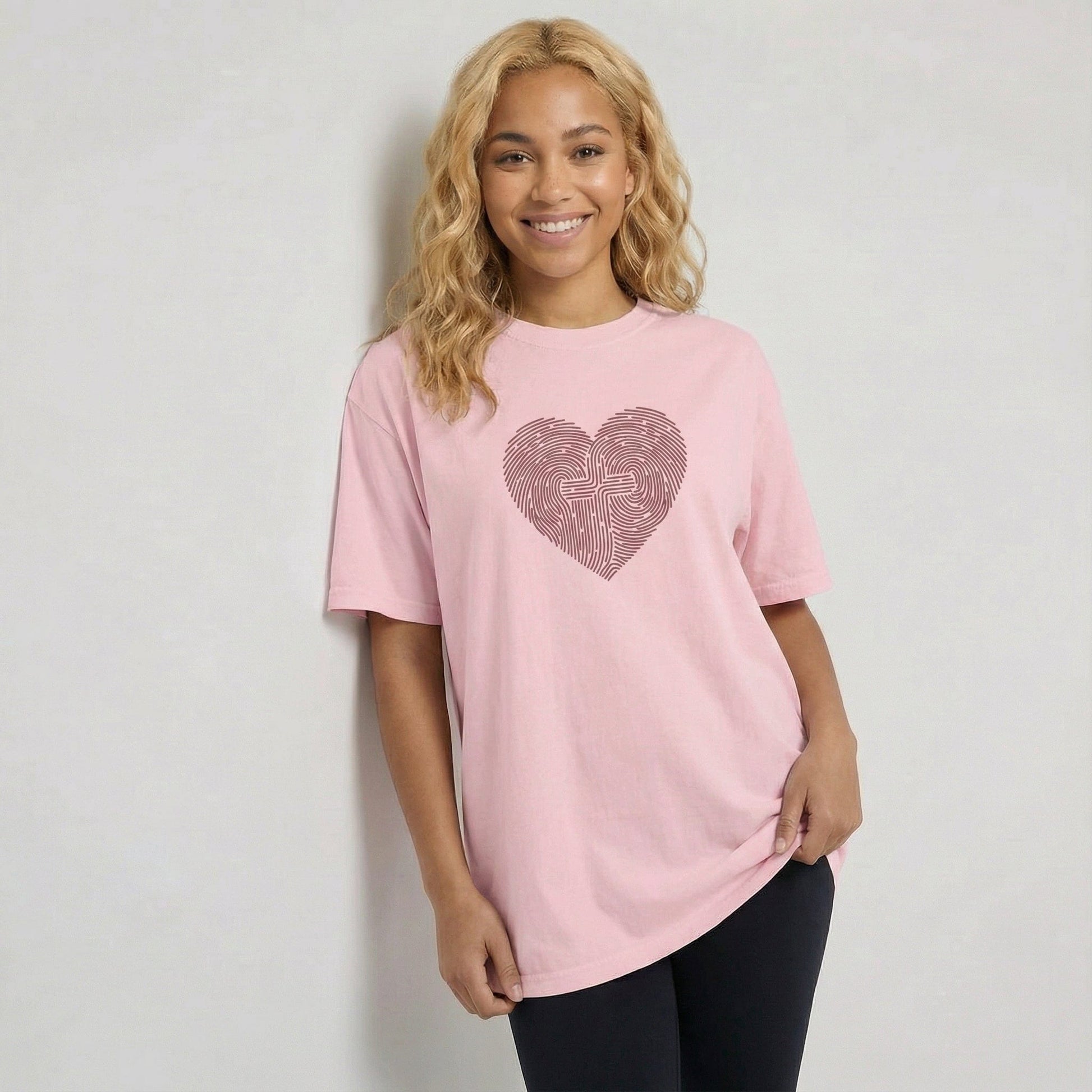 Mercy & More T-Shirt Heart Fingerprint Heavyweight Tee