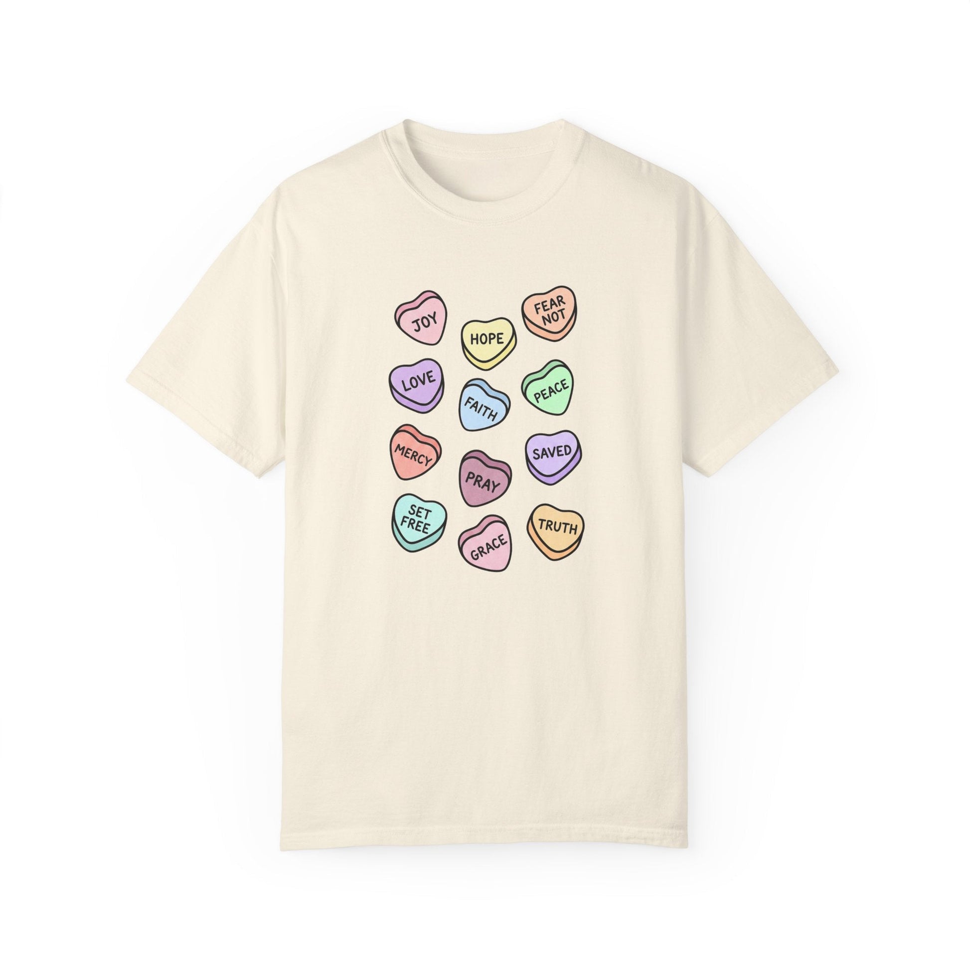 Mercy & More T-Shirt Ivory / L Love Hearts Heavyweight Tee