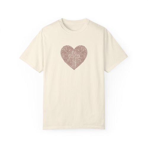 Mercy & More T-Shirt Ivory / S Heart Fingerprint Heavyweight Tee