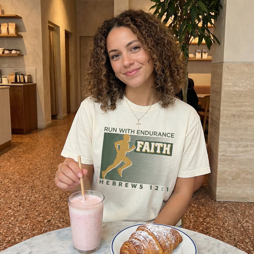 Mercy & More T-Shirt Ivory / S Hebrews 12:1 TShirt