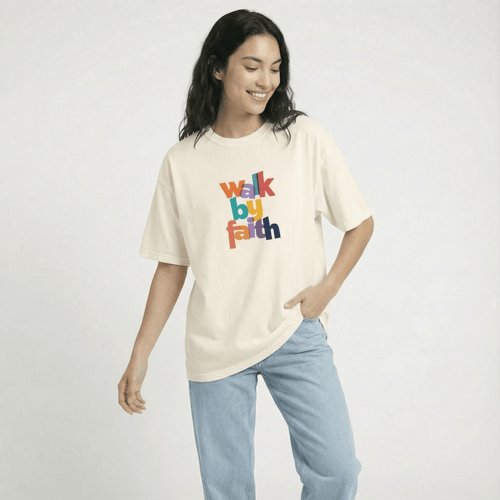 Mercy & More T-Shirt Ivory / S Walk By Faith Tee