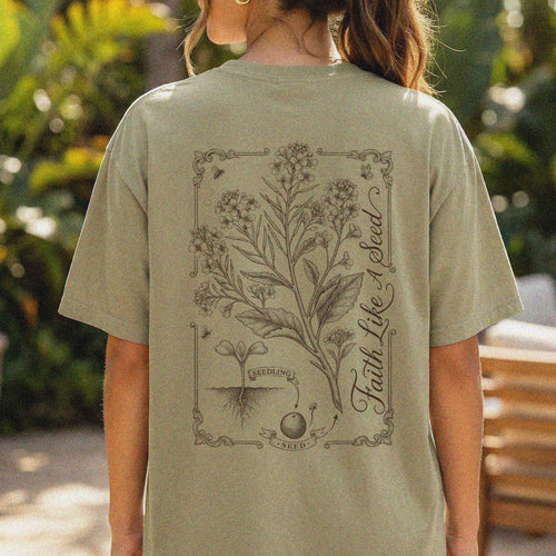 Mercy & More T-Shirt Khaki / S Faith Like A Seed Tee