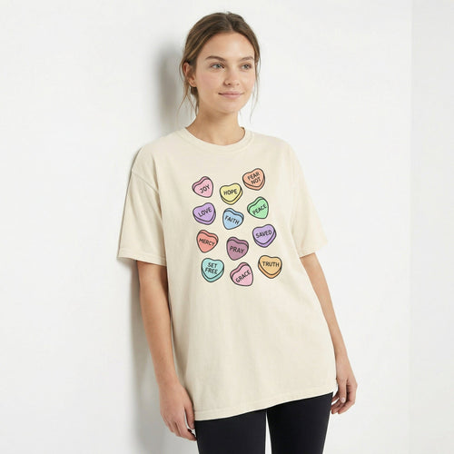 Mercy & More T-Shirt Love Hearts Heavyweight Tee
