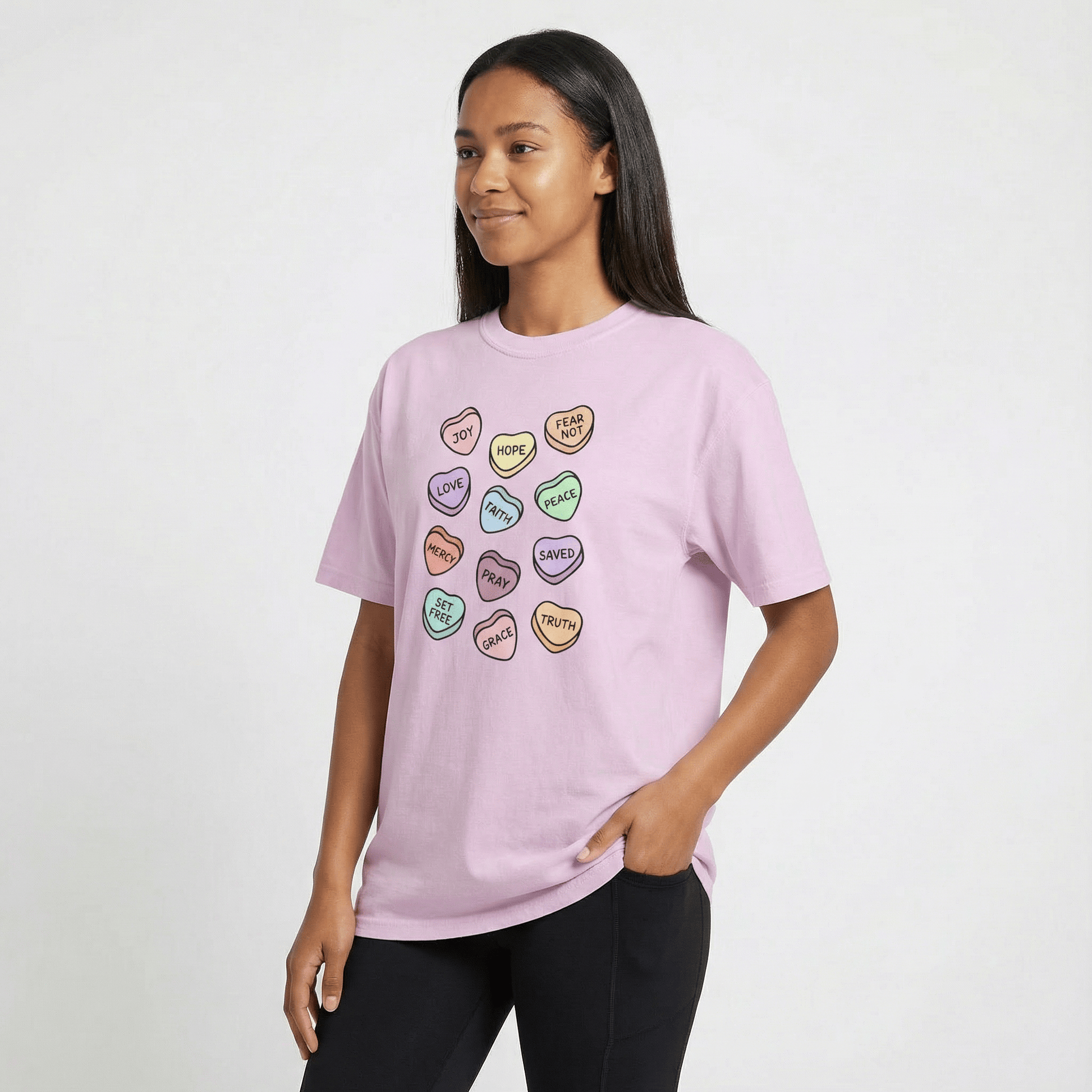 Mercy & More T-Shirt Love Hearts Heavyweight Tee