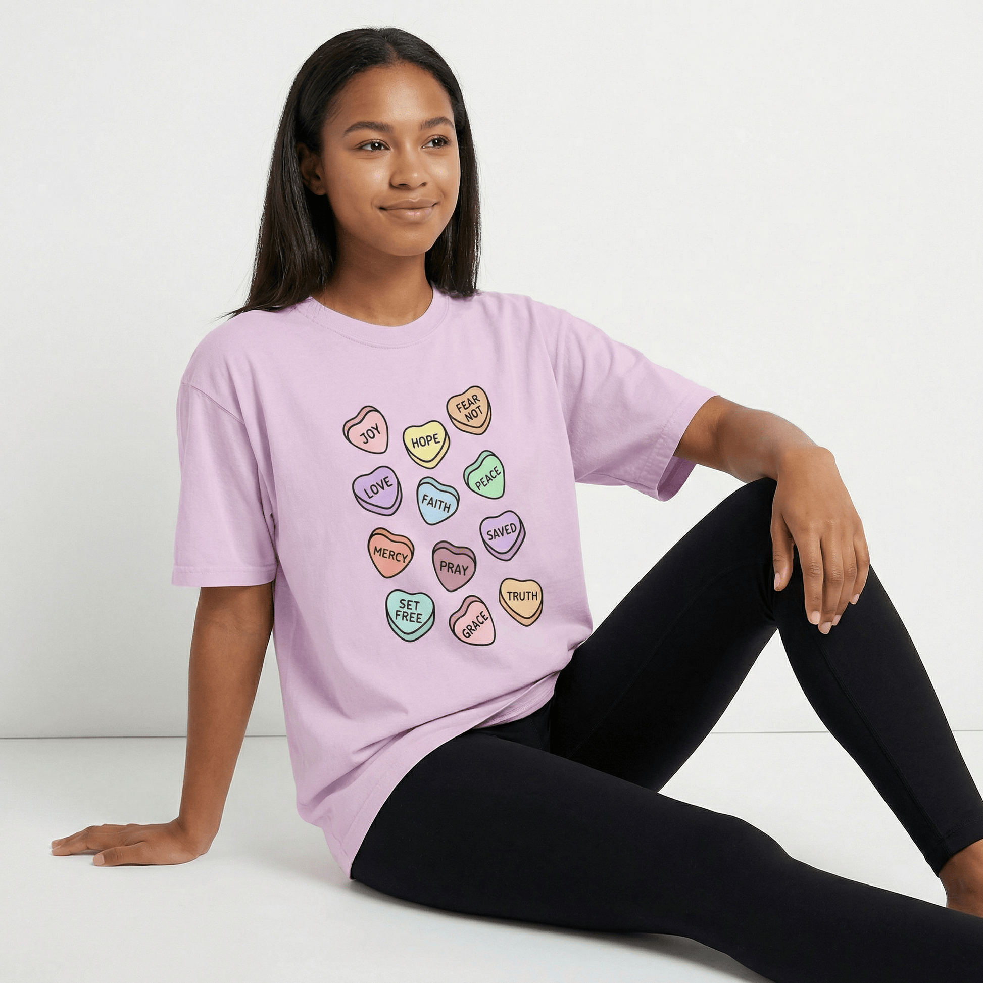 Mercy & More T-Shirt Love Hearts Heavyweight Tee