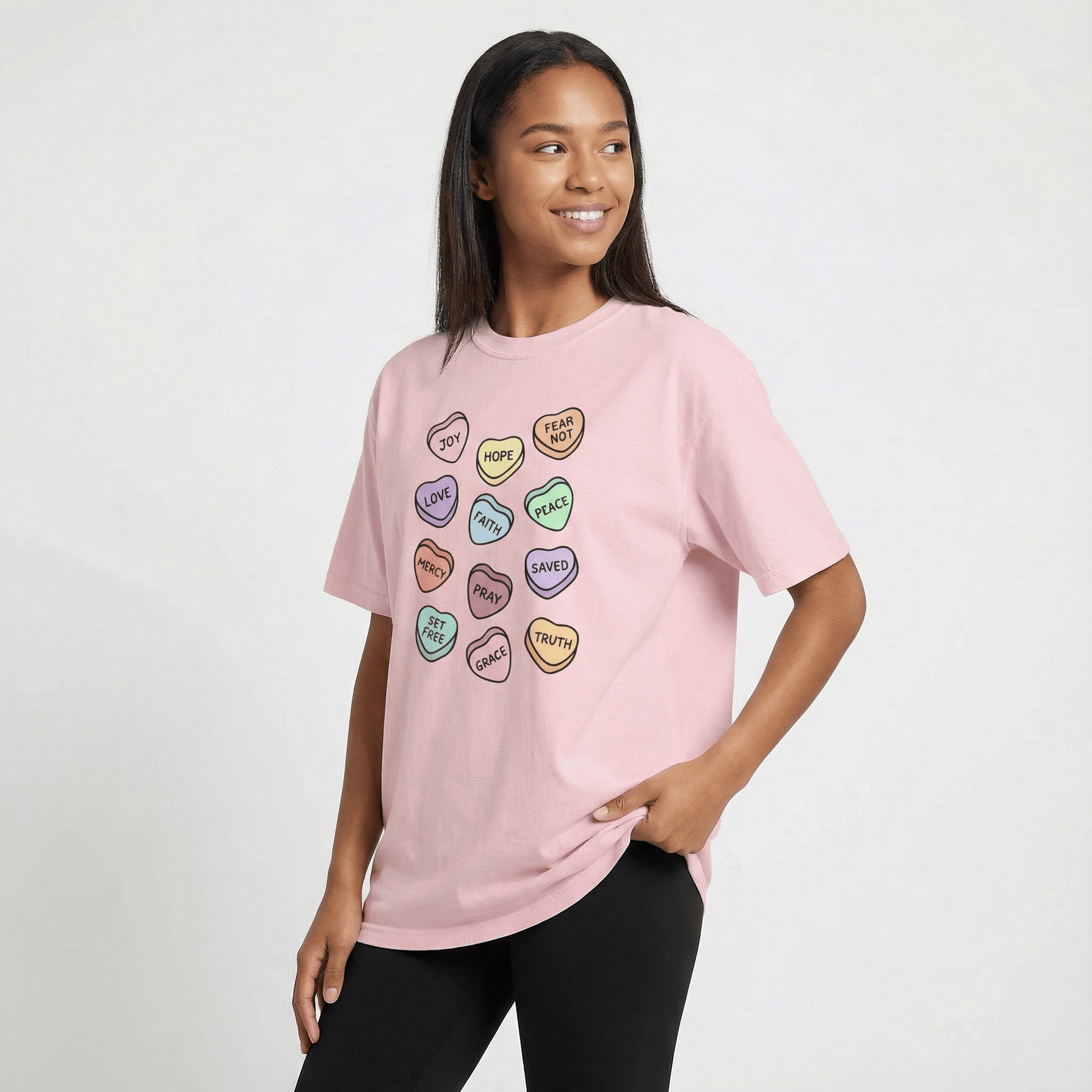 Mercy & More T-Shirt Love Hearts Heavyweight Tee