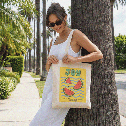 Printify Bags Joy Fruit Cotton Tote Bag