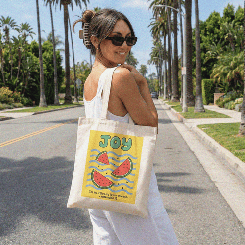 Printify Bags Joy Fruit Cotton Tote Bag